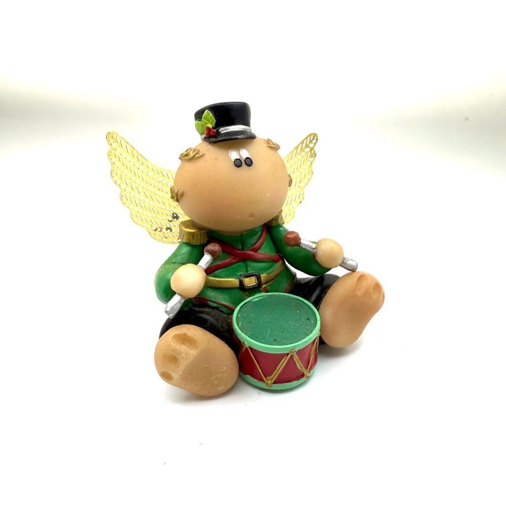 Vintage Kirks Kritters Russ Christmas Guardian Angel Cheeks Figurine Drummer Boy